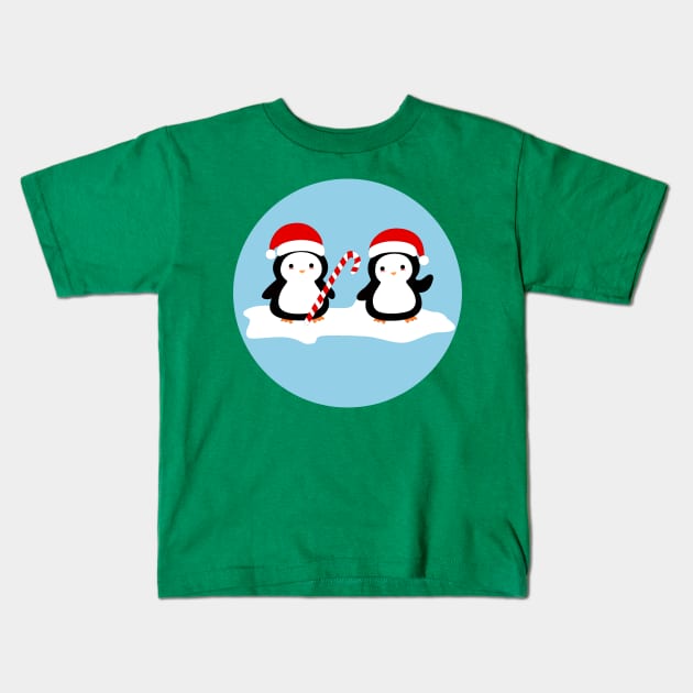 Kawaii Christmas Penguins Kids T-Shirt by happinessinatee